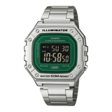 W-218HD Reloj Casio para Hombre Pulsera de Metal Digital Illuminator con Cronógrafo