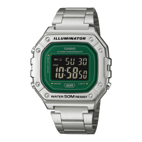 W-218HD Reloj Casio para Hombre Pulsera de Metal Digital Illuminator con Cronógrafo