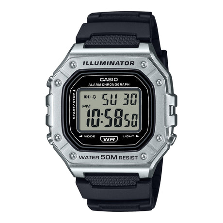 W-218 Casio Reloj Digital Pulsera de Caucho para Hombre y Mujer Illuminator con Cronógrafo