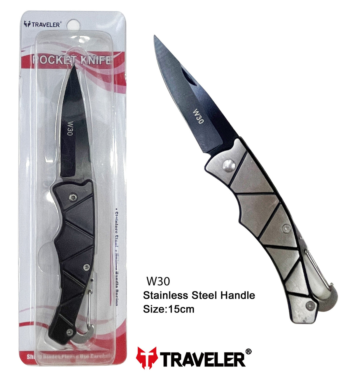 Navaja Marca Traveler Modelo W30 Mango de Acero Inoxidable