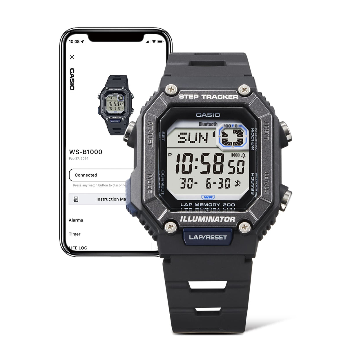 WS-B1000 Reloj Casio Digital Para hombre Pulsera de Caucho