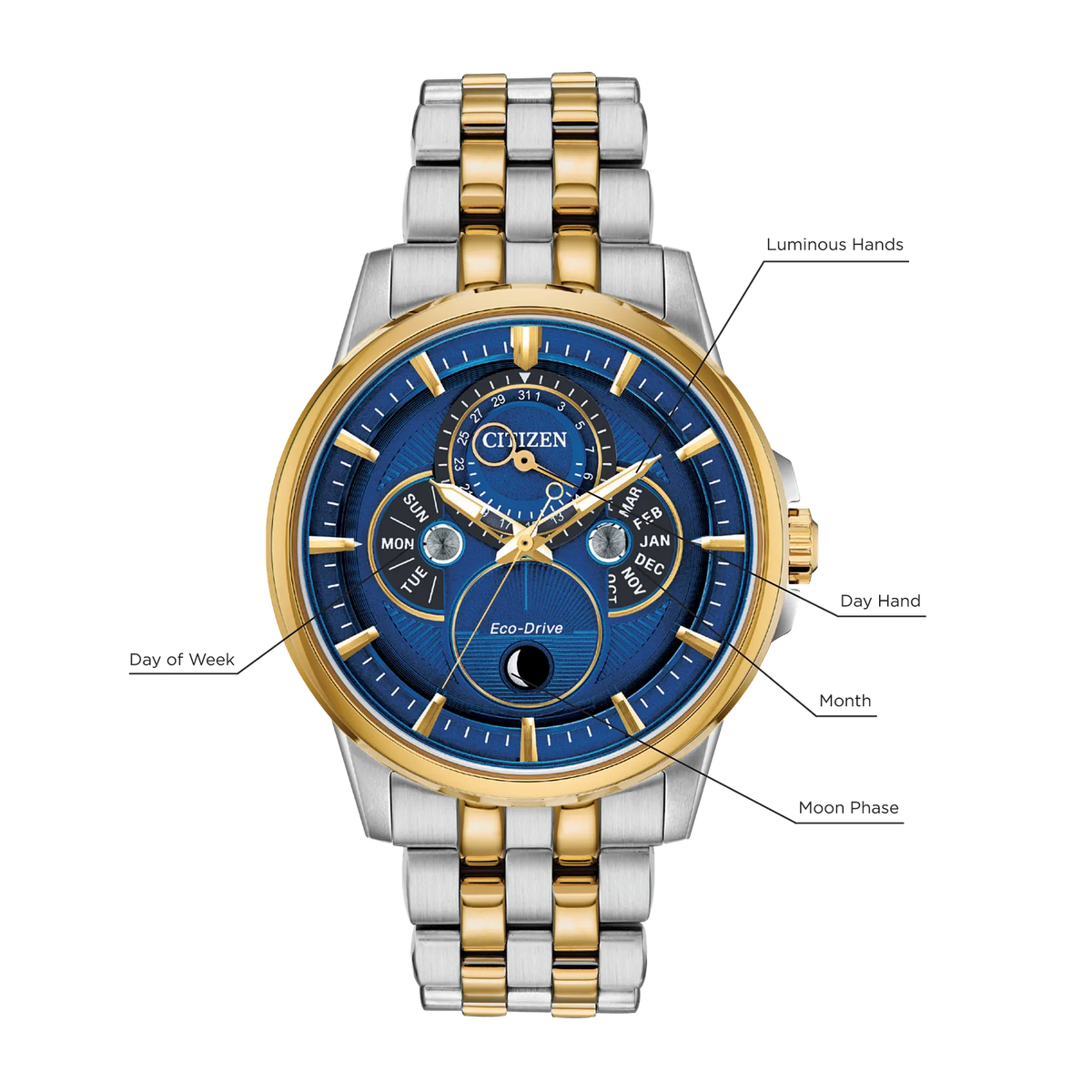 bu0054-52l Reloj Citizen de caballero pulsera de metal 44 mm