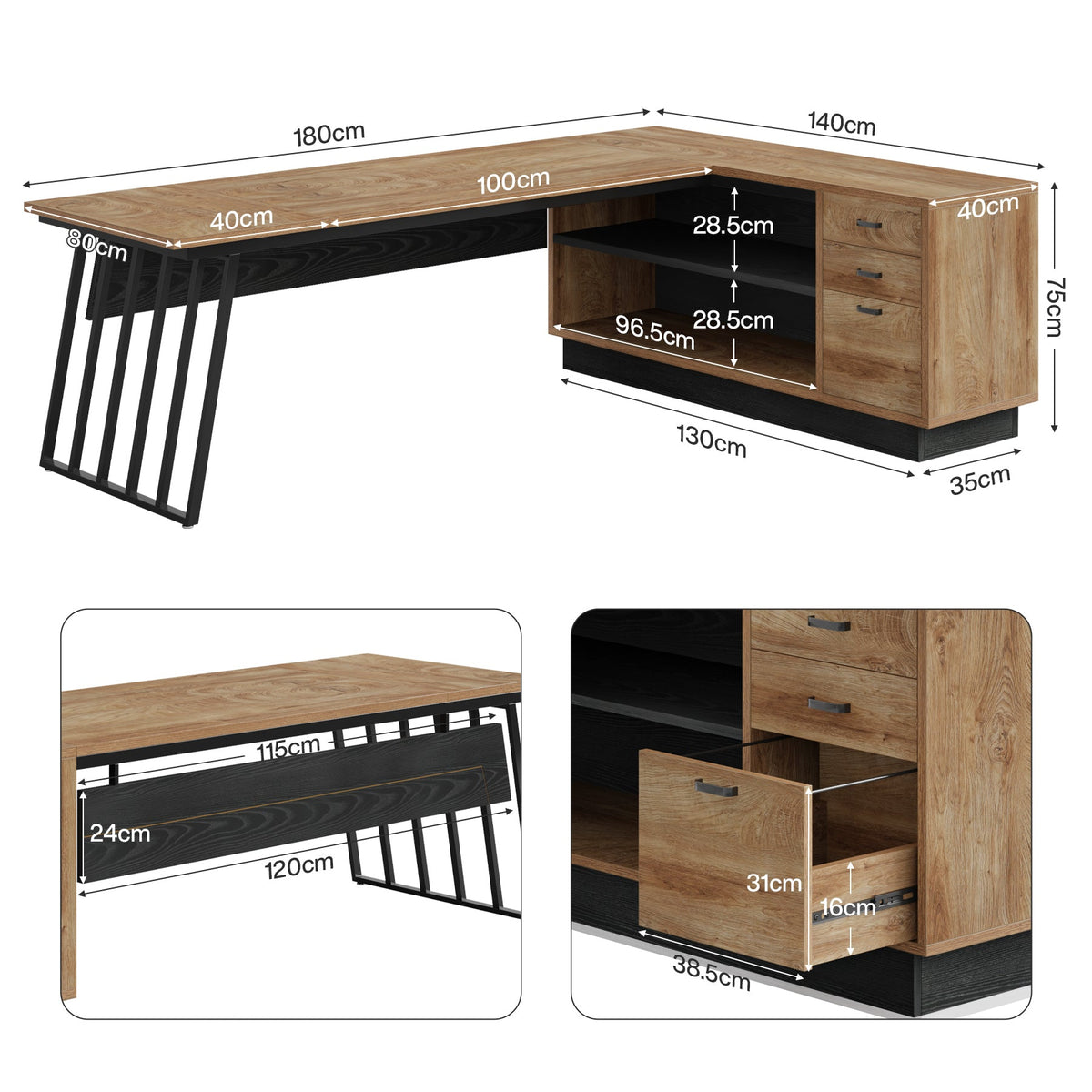 HOGA-JW1203 Escritorio Ejecutivo Tribesigns de madera