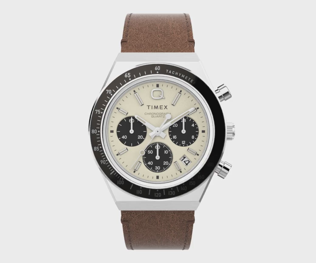 TW2V42800 Reloj Timex Q Chronograph de hombre correa de cuero
